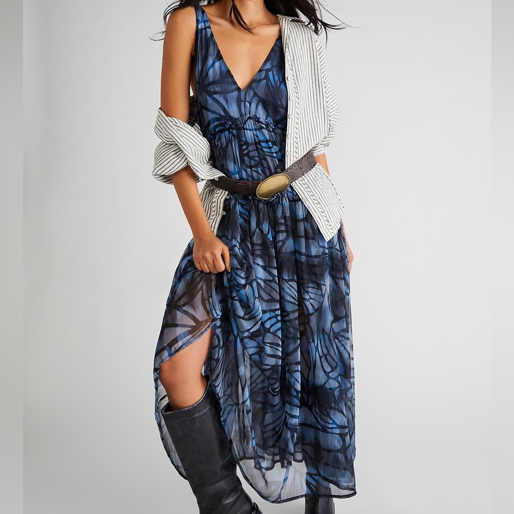 NEW Free People Julianna Maxi Dress, Tiered Design, Boho, Cottage, Coastal, NWT